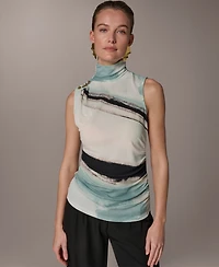 Donna Karan New York Women's Sleeveless Mock Neck Top