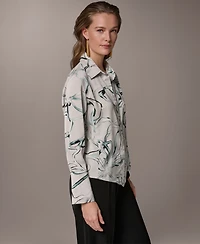 Donna Karan New York Women's Printed Pointed Hem Blouse