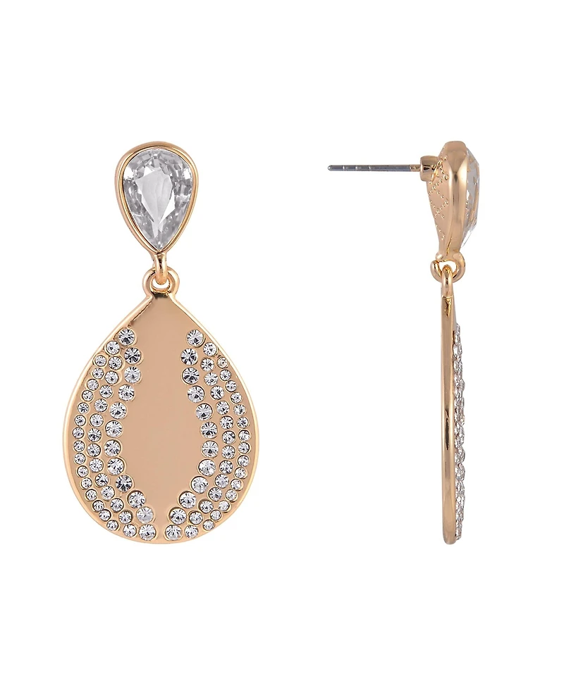 Laundry by Shelli Segal Gold Tone Teardrop Earrings with Crystal Stone Accents