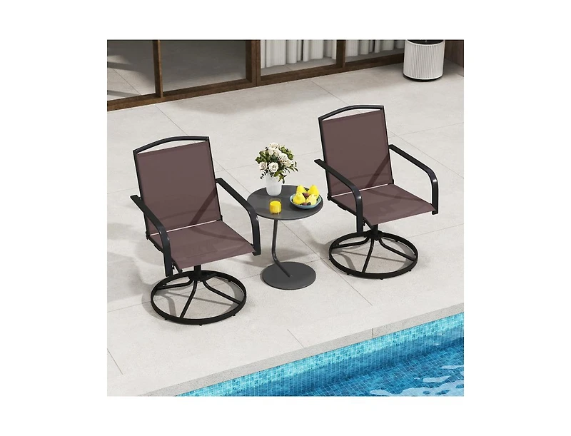 Slickblue Patio Swivel Chair Set of 2 with High Back and Ventilated Seat