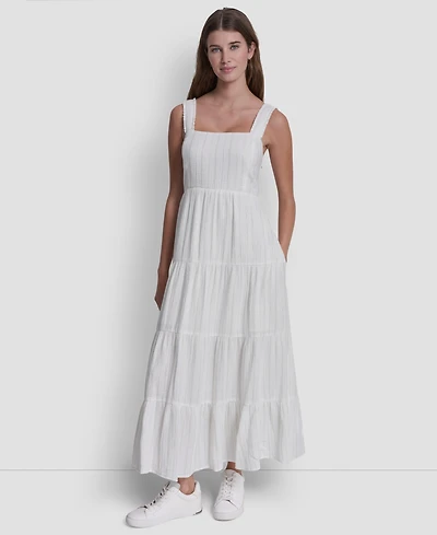 Dkny Jeans Women's Tiered Tank Square Neck Maxi Dress