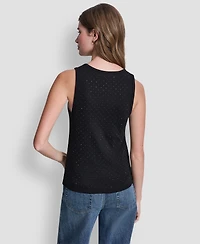 Dkny Jeans Women's Rhinestone V-Neck Tank Top