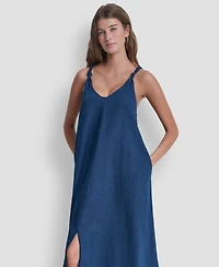 Dkny Jeans Women's Knotted Strap V-Neck A-Line Dress