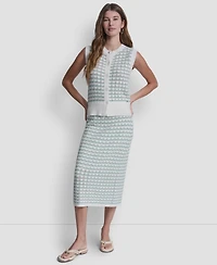 Dkny Jeans Women's Sleeveless Button-Front Crewneck Sweater