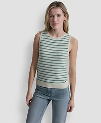 Dkny Jeans Women's Sleeveless Crew Neck Striped Sweater