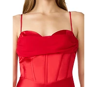 Steve Madden Juniors' Sleeveless Sweetheart Neck Bustier Gown
