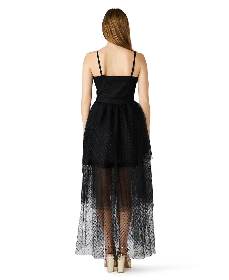 Steve Madden Juniors' Emily Tulle Sweetheart Neck Maxi Dress