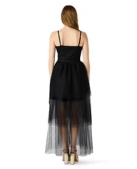 Steve Madden Juniors' Emily Tulle Sweetheart Neck Maxi Dress