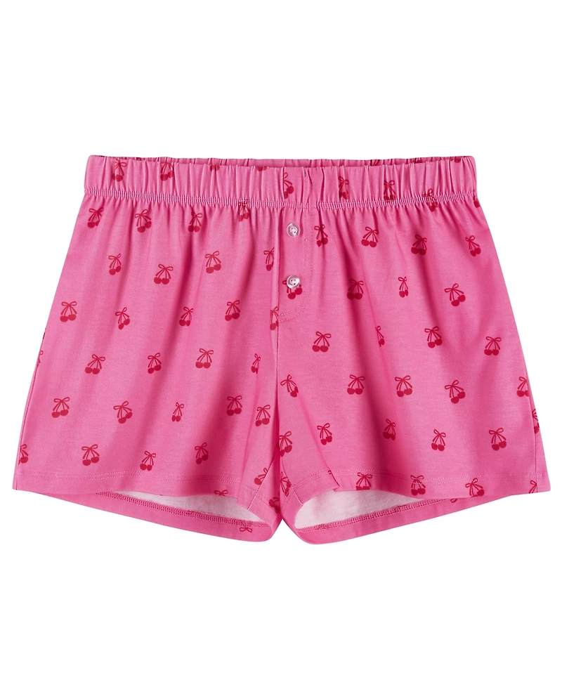 Andy & Evan Girls' 6-16 Rosette T-Shirt and Shorts, 2-Piece Pajama Set