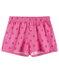 Andy & Evan Girls' 6-16 Rosette T-Shirt and Shorts, 2-Piece Pajama Set