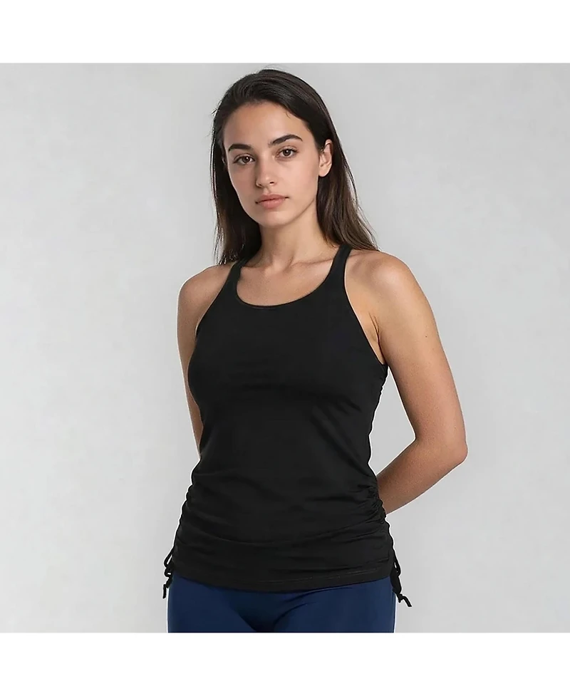 Calypsa Women's Maya Tankini Swim Top With Removable Cups and Mid-Thigh Shorts