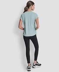 Dkny Sport Women's Ruched Side Seams V-Neck Tech T-Shirt
