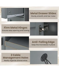 Volenca Rolling Kitchen Island Cart with Drawer, Glass Door Cabinet, Storage Shelves