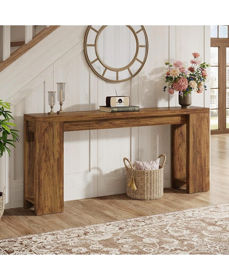 Tribesigns 70.9-Inch Extra Long Console Table, Farmhouse Wood Sofa Table Behind Couch, Narrow Entryway Accent for Living Room