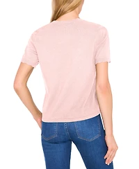 CeCe Women's Scalloped Crew Neck Pull-On Sweater