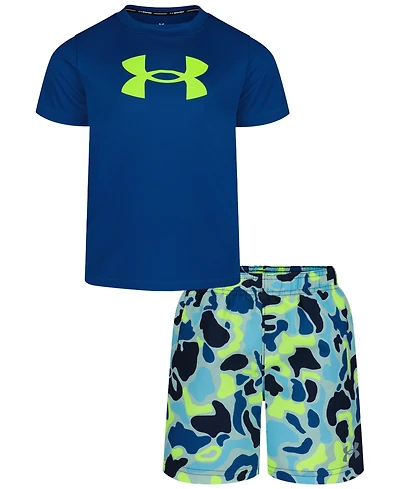 Under Armour Boys' 4-7 Camo Print Swim T-Shirt and Shorts, 2-Piece Set