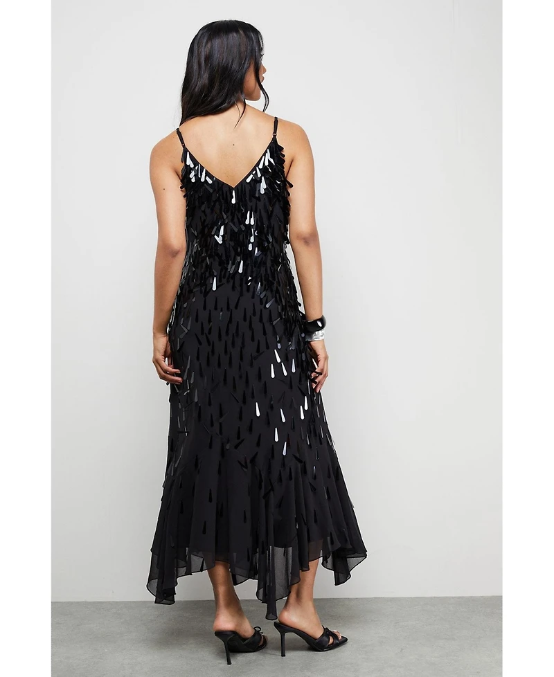 Warehouse Women's Premium Teardrop Embellished Midi Dress