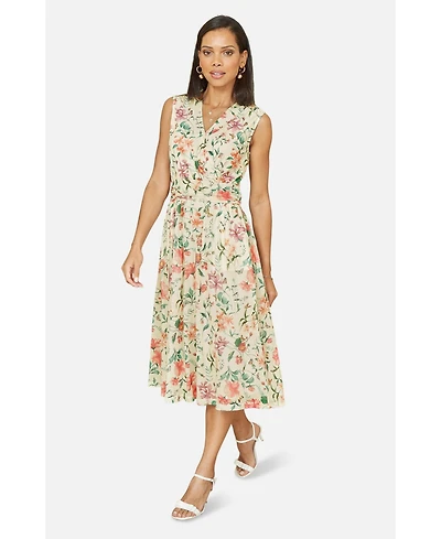 Yumi Women's Mesh Stretch Midi Dress With Pockets