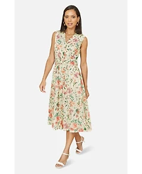 Yumi Women's Mesh Stretch Midi Dress With Pockets