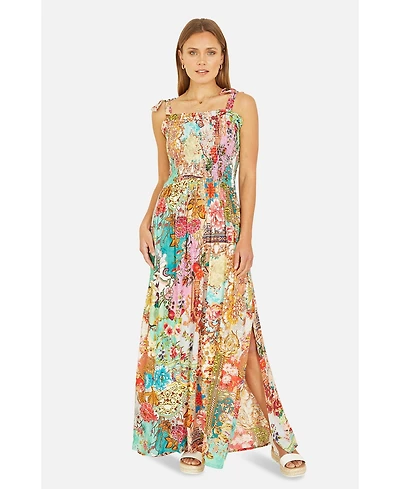 Yumi Women's Patchwork Split Hem Maxi Dress