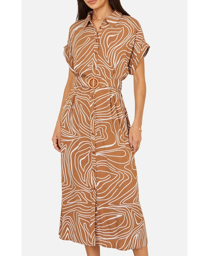 Yumi Women's Abstract Swirl Print Relaxed Midi Dress