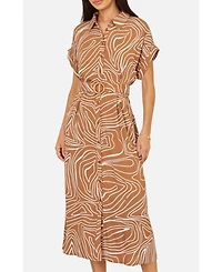 Yumi Women's Abstract Swirl Print Relaxed Midi Dress