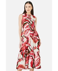 Yumi Women's Viscose Swirl Print Midi Dress