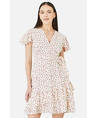 Yumi Women's Ditsy Print Frill Wrap Dress