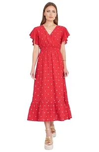 Yumi Women's Broderie Anglaise Wrap Midi Dress