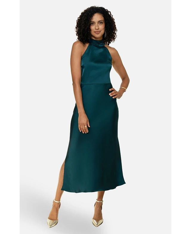 macys halter dress Yumi Women's Satin Neck Midi at Foxvalley Mall in Aurora, IL Textured with clip Bebe Women's Bandage Lurex Halter