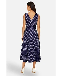 Yumi Women's Spot Tiered Midi Dress