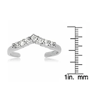 Curata Jewelry Solid 10K Gold Cubic Zirconia Adjustable V Chevron Toe Ring