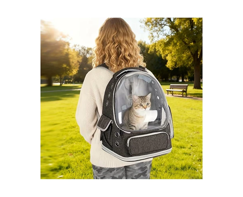 ProMounts Breathable Transparent Pet Carrier Bag for Cats & Small Dogs – Portable Space Capsule with Zipper, Ideal for Travel & Outdoor Adventu