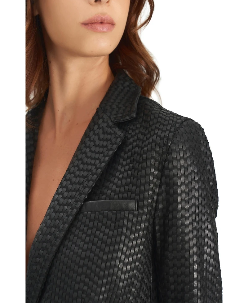 Velez Women's Tatacoa Woven Leather Straight Fit Blazer
