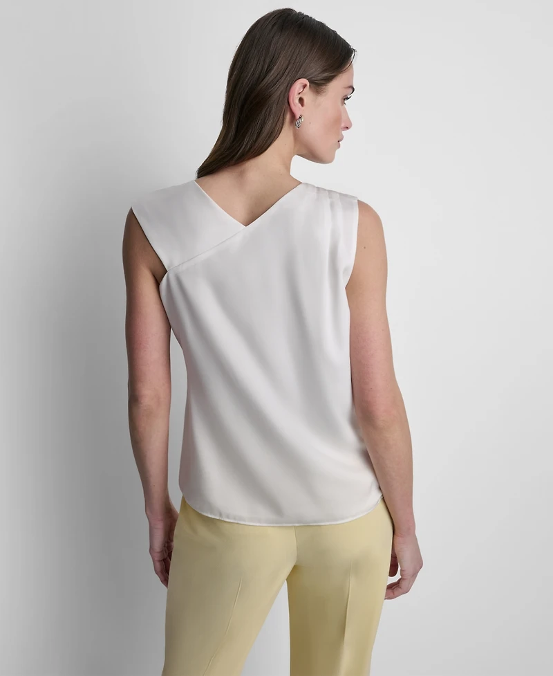 Dkny Women's Satin Asymmetric Neck Sleeveless Top