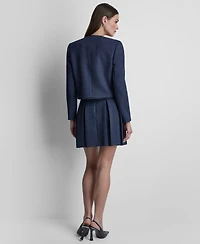 Dkny Women's Waffle Boucle Button-Front Cropped Jacket