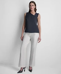 Dkny Women's Satin Asymmetric Neck Sleeveless Top
