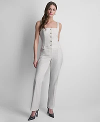 Dkny Women's Pinstripe Flared Fit Pants