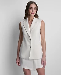 Dkny Women's Sleeveless Basketweave Button-Front Vest