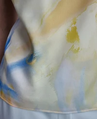 Dkny Women's Printed Asymmetric Neck Sleeveless Top