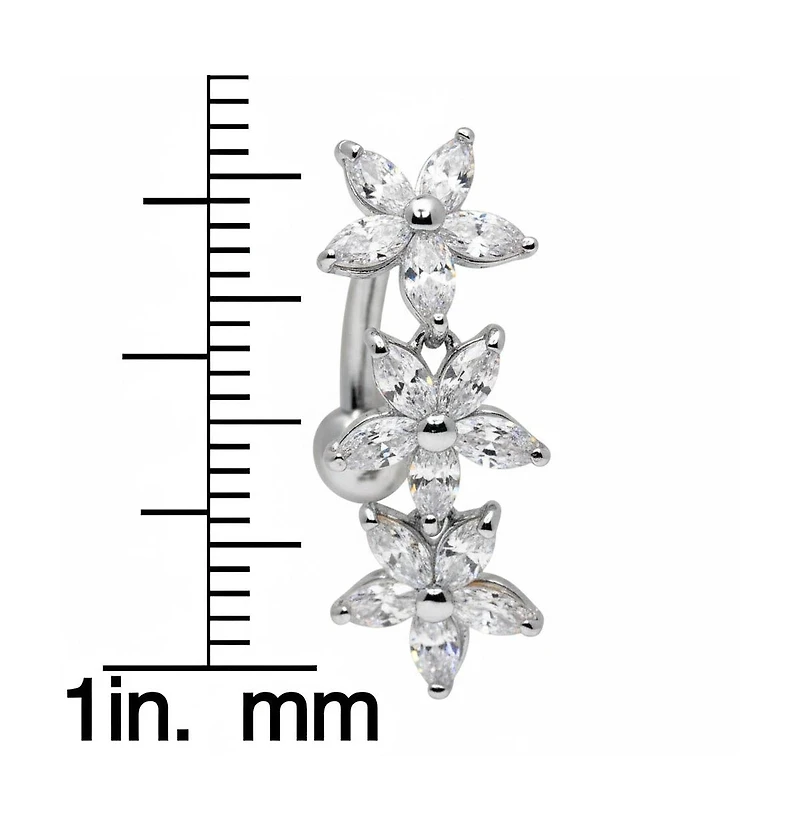 Curata Jewelry Cubic Zirconia Top Mount Belly Button Ring 14g