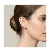 Solid 18k Yellow Gold 16.5x11mm X Button Post Earrings