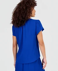 Anne Klein Essentials Petite Textured Tulip-Sleeve Top
