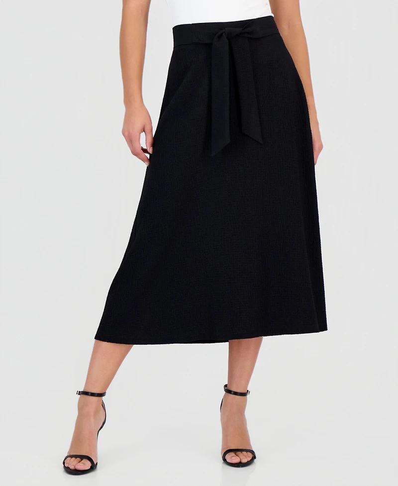 Anne Klein Essentials Petite Pull-On Tie-Waist Midi Skirt