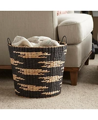 Household Essentials Tapered Woven Basket, Large Decorative Basket with Handles