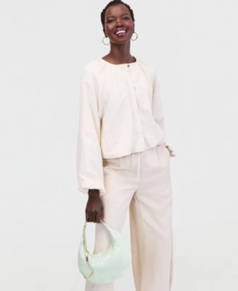 I.N.C. International Concepts Womens Linen Blend Jacket Bubble Pants Macys Exclusive