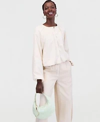 I.N.C. International Concepts Womens Linen Blend Jacket Bubble Pants Macys Exclusive