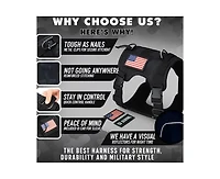 Dg-hrnss-blk Durable Tactical Dog Harness Breeds, Featuring an Adjustable Vest with Handle, Camouflage Patches
