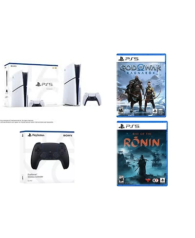 Sony Playstation 5 Slim Disc Bundle with an Extra DualSense Controller, God of War Ragnarok & Rise of the Ronin