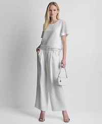 Dkny Womens Crew Neck Layered Top High Rise Pull On Ankle Pants